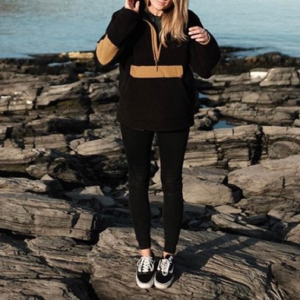 The North Face Black Teddy Jacket with Tan Accents